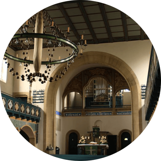 Innenansicht der Jugendstilkirche Gaggstatt 