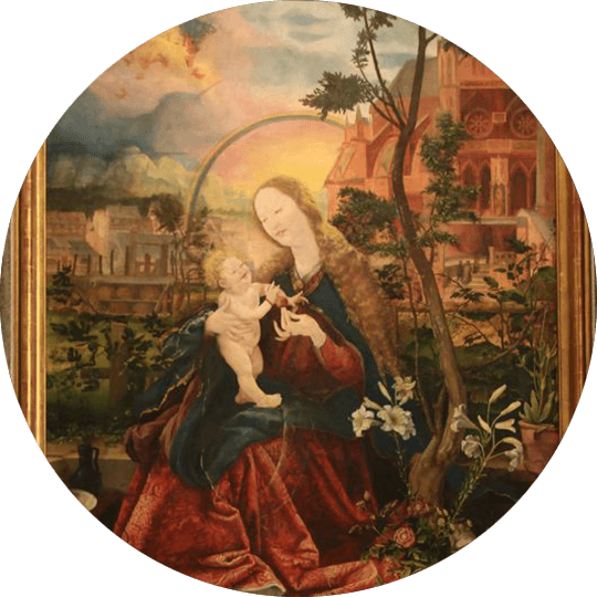 Blick auf das Bild der Stuppacher Madonna von Matthias Grünewald