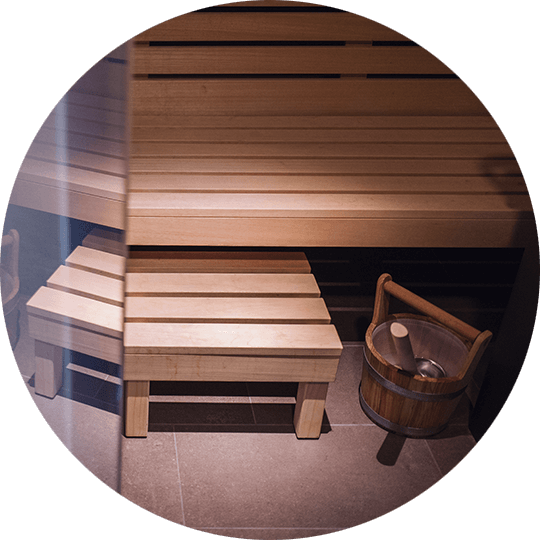 Sauna bench made of wood